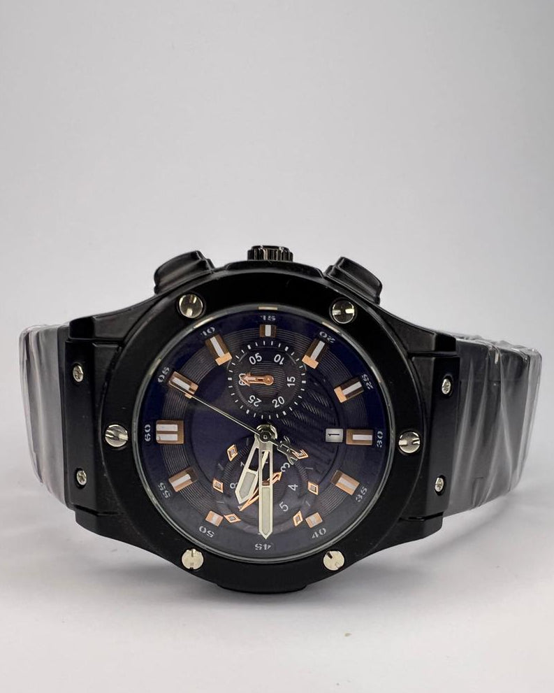 Bold Black Chrono Watch