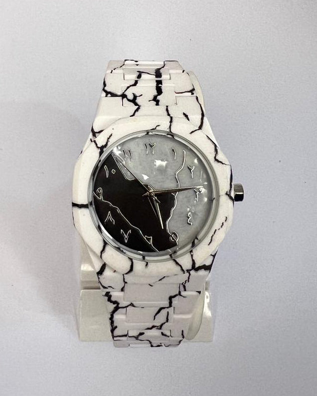 White Marble Arabic Dial Watch