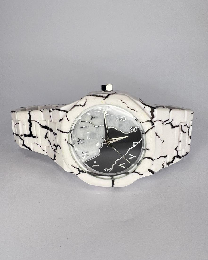 White Marble Arabic Dial Watch