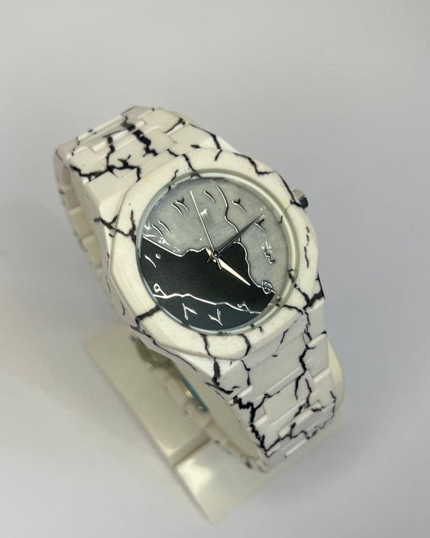 White Marble Arabic Dial Watch